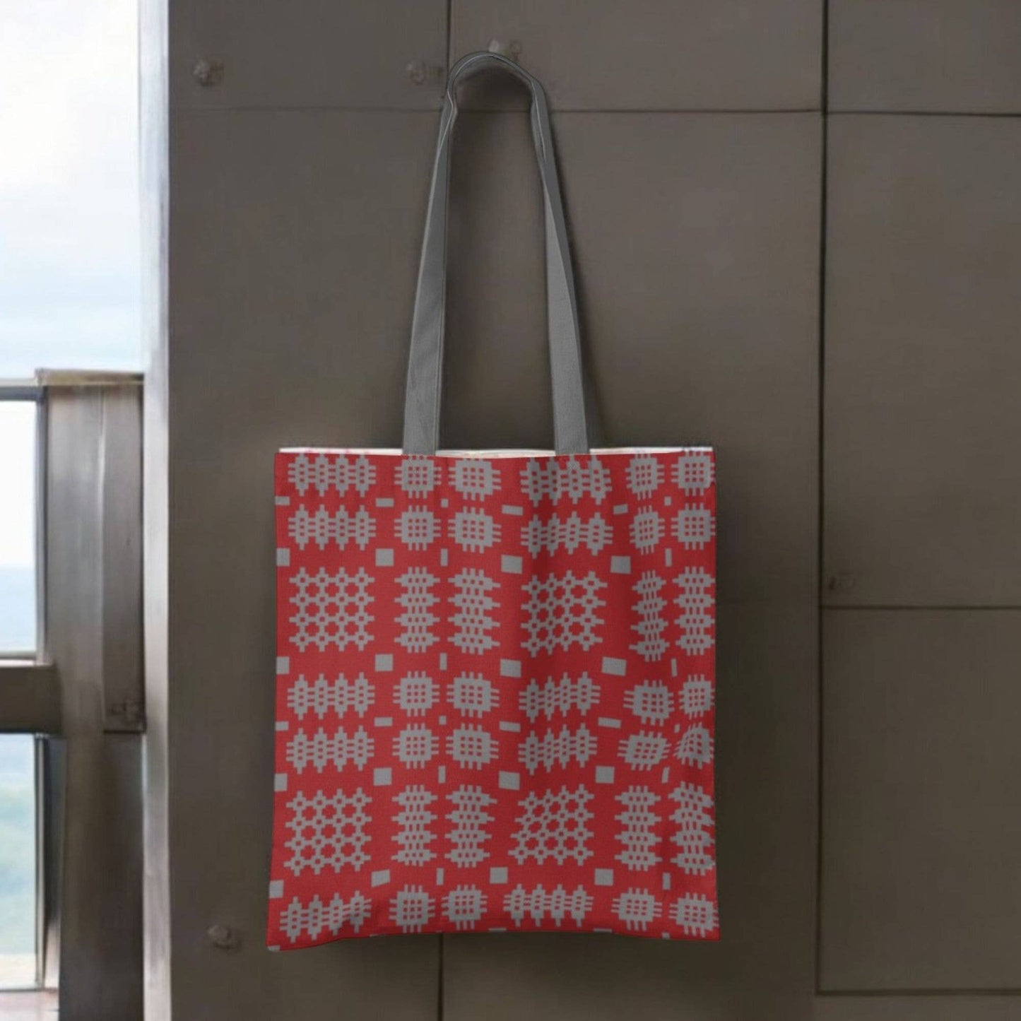 Red Welsh tapestry blanket design Tote Bag