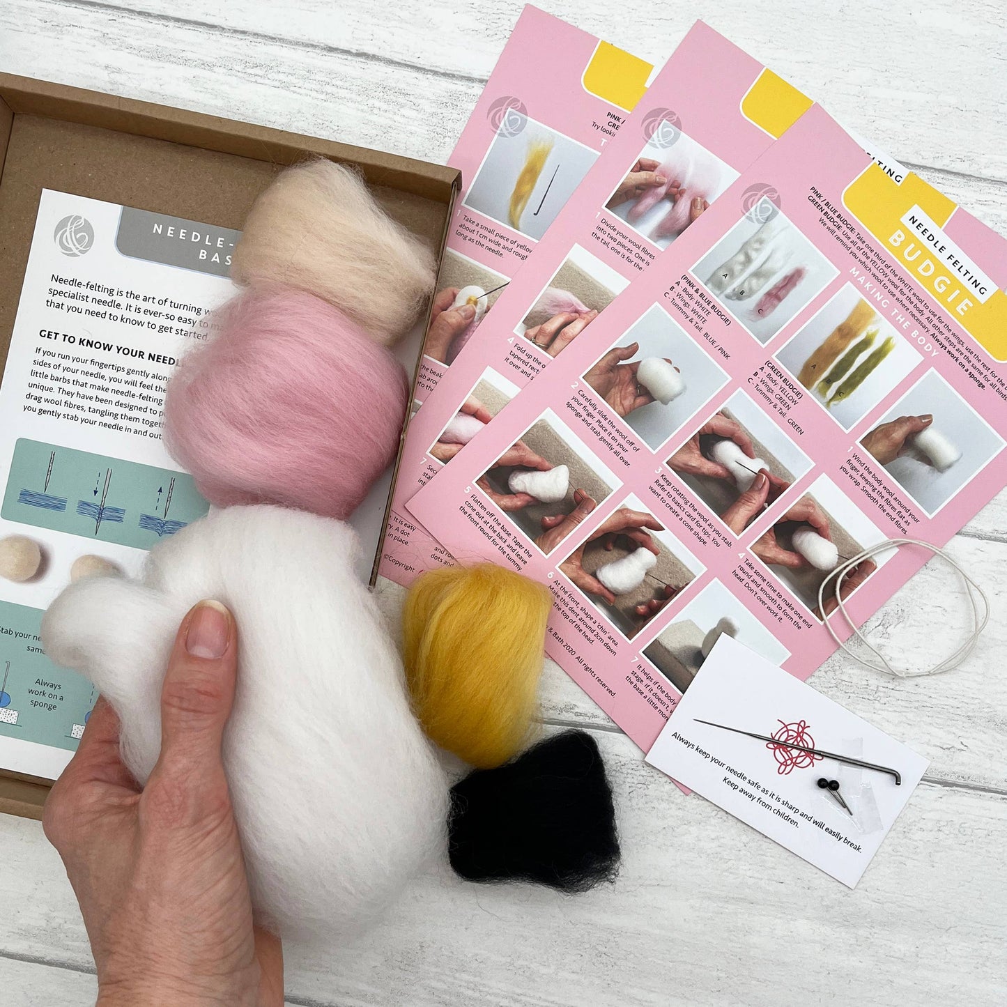 Needle Felting Kit, Pink Budgie