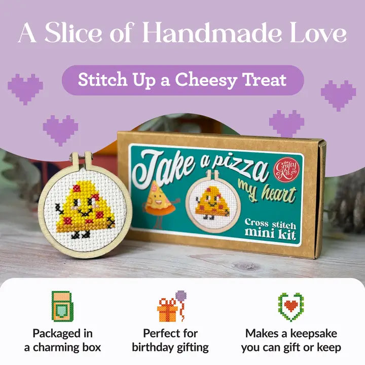 Take A Pizza My Heart Mini Matchbox Cross Stitch Kit (with keyring)
