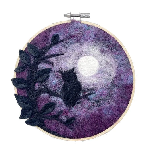 Wise Owl in a Hoop Needle Felting Kit