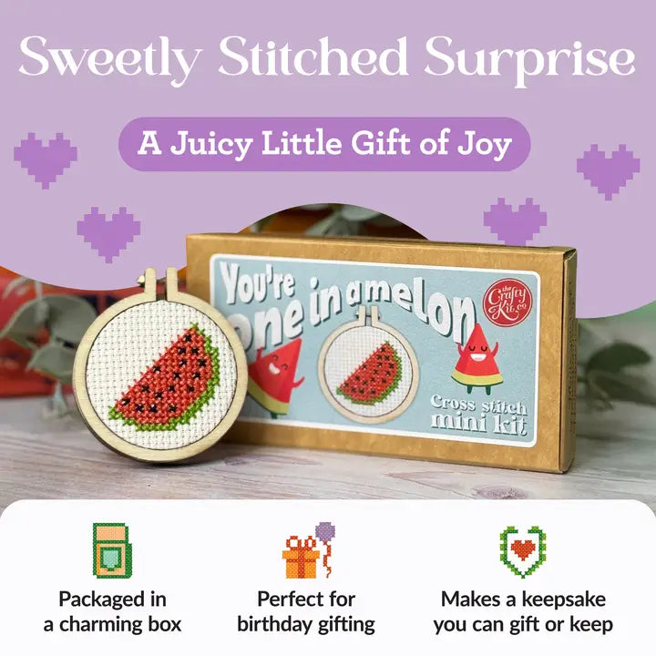 You're One In A Melon Cross Stitch Mini Kit (with keyring)