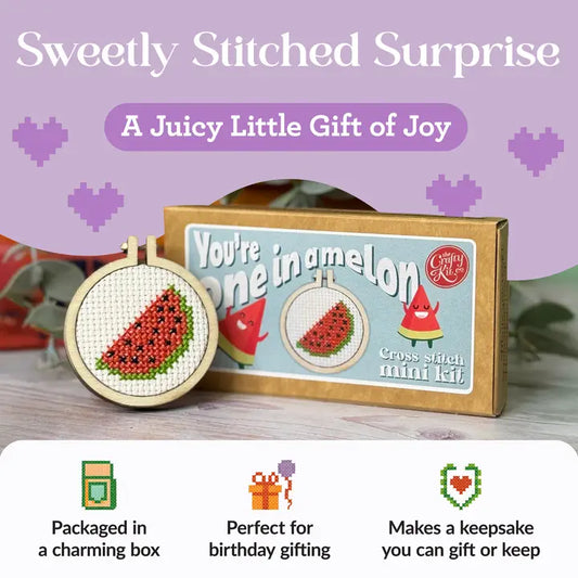 You're One In A Melon Cross Stitch Mini Kit (with keyring)