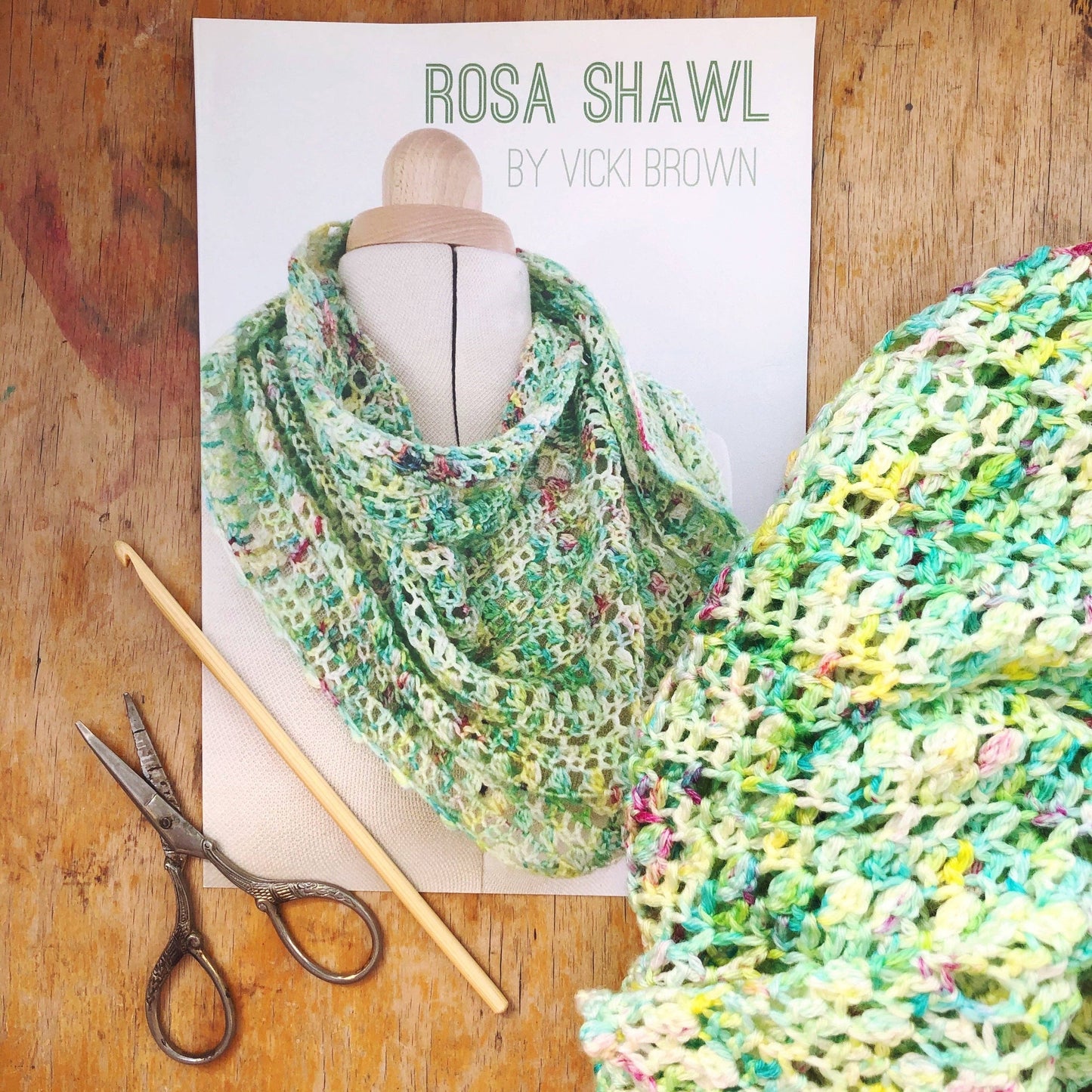 Crochet Pattern - Rosa Shawl - PRINT