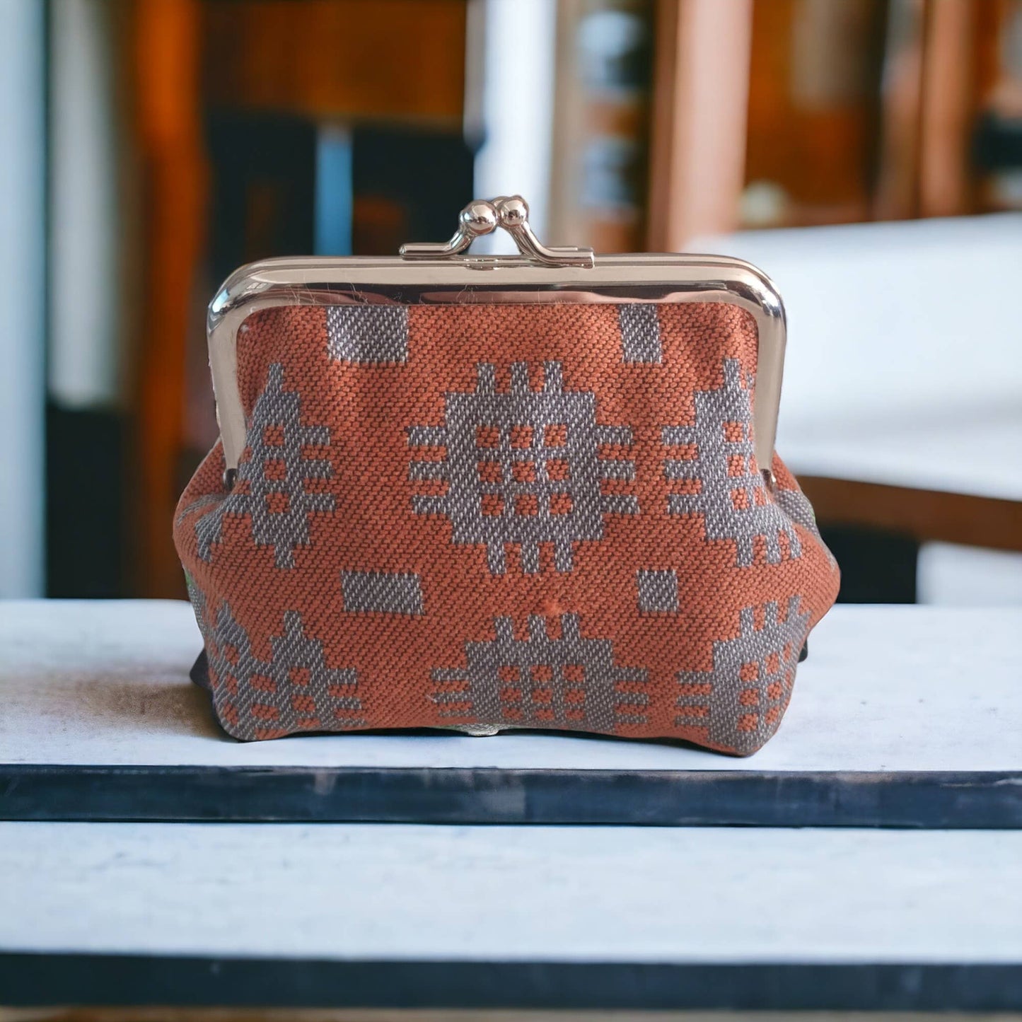 Vintage style coin purse Welsh tapestry Blanket design