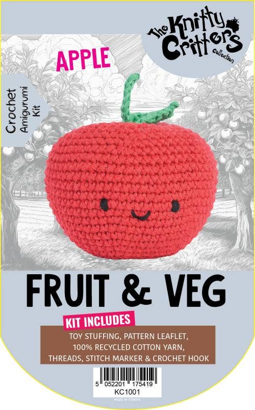 Knitty Critters - Pouch Pals - Fruit & Veg - Apple