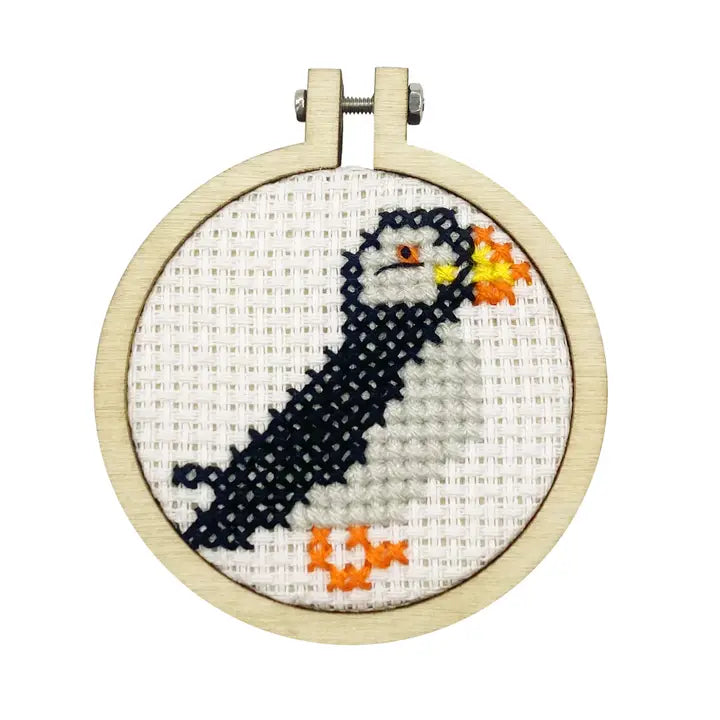 I Puffin Love You! Cross Stitch Mini Kit (with keyring)