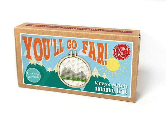 You'll Go Far! Mini Matchbox Cross Stitch Kit (with keyring)