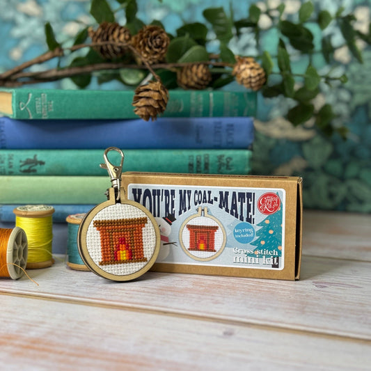 Fireplace Mini Matchbox Christmas Cross Stitch Kit
