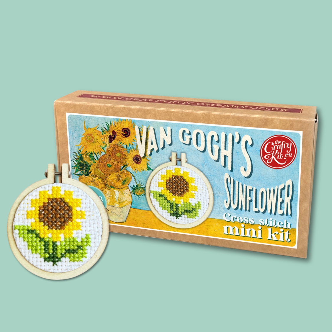 Van Gogh's Sunflower Mini Matchbox Cross Stitch Kit (with keyring)