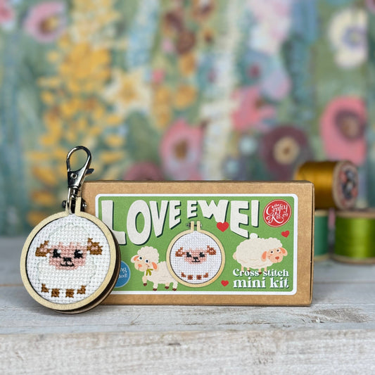 Love Ewe! Mini Matchbox Cross Stitch Kit (with keyring)