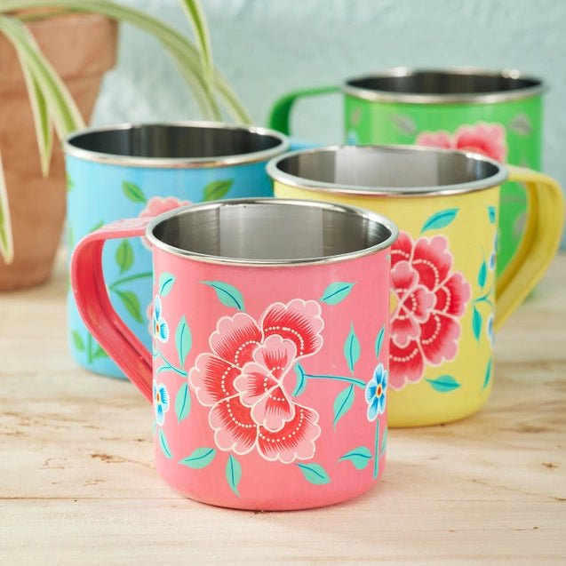 Chrysanthemum Hand Painted Enamel Mug