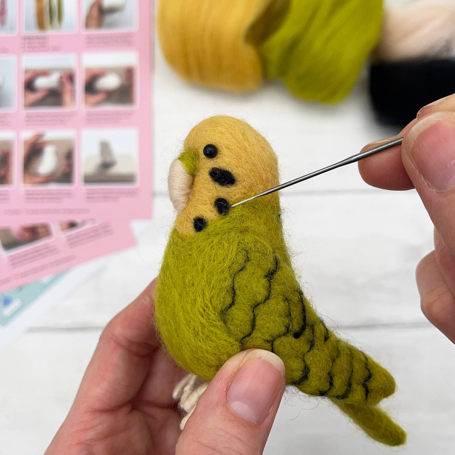 Needle Felting Kit, Green Budgie
