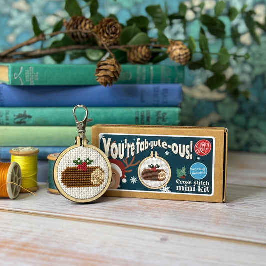 Yule Log Mini Matchbox Christmas Cross Stitch Kit