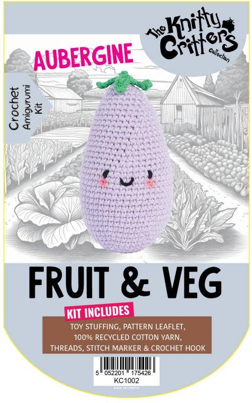 Knitty Critters - Pouch Pals - Fruit & Veg - Aubergine