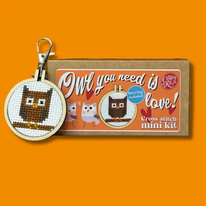 Owl You Need Is Love! Cross Stitch Mini Kit (with keyring)