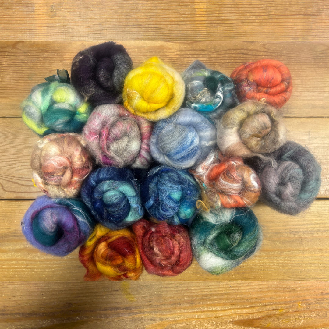 Weki Wool Hand-Dyed Welsh Wool & Mixed Fibre Art Batts
