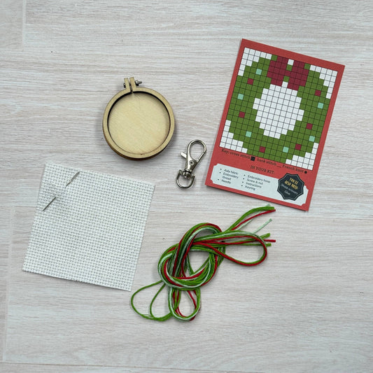 Wreath Mini Matchbox Christmas Cross Stitch Kit (with keyring)