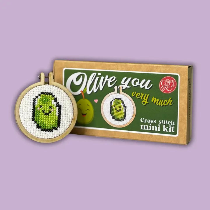 Olive You Very Much Cross Stitch Mini Kit (with keyring)