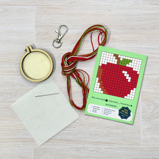 'You're The Apple Of My Eye' Mini Matchbox Cross Stitch Kit (with keyring)