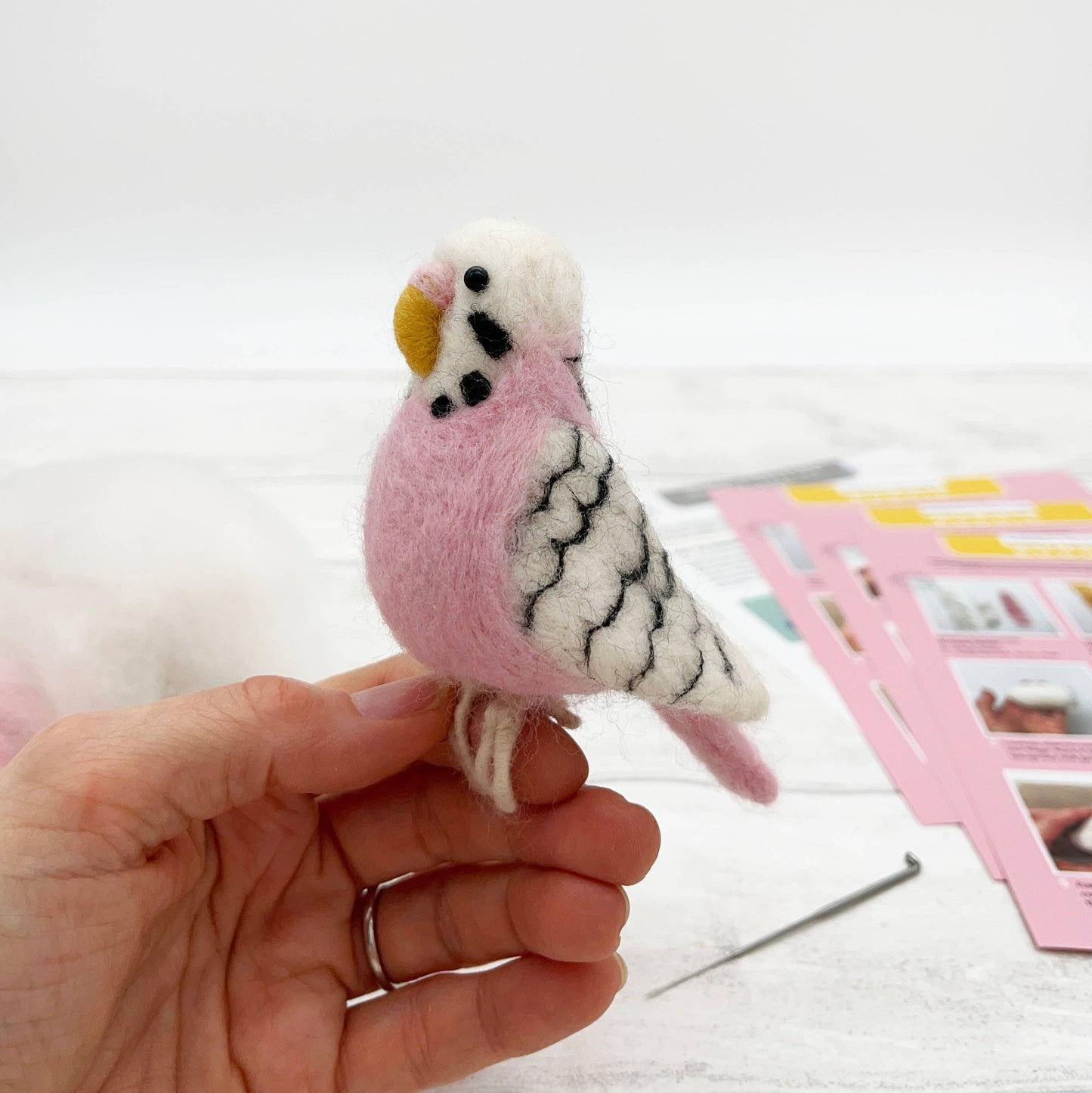 Needle Felting Kit, Pink Budgie