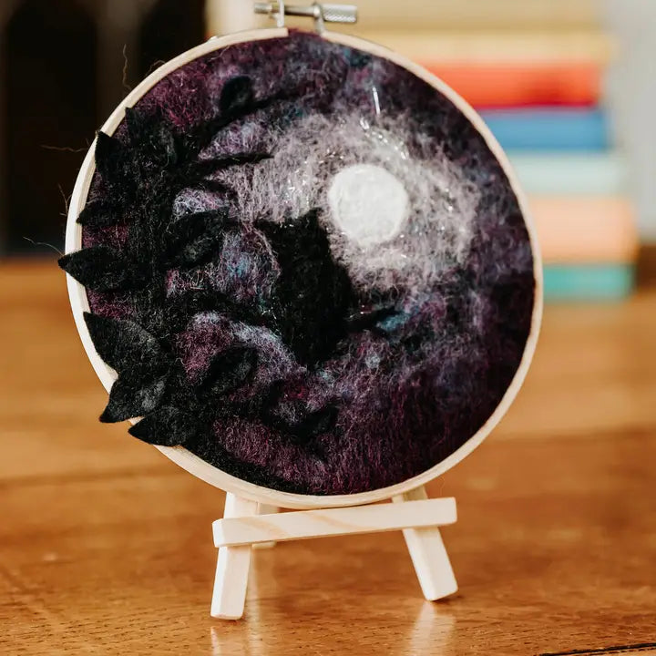 Wise Owl in a Hoop Needle Felting Kit
