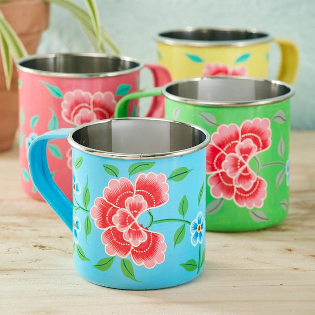 Chrysanthemum Hand Painted Enamel Mug