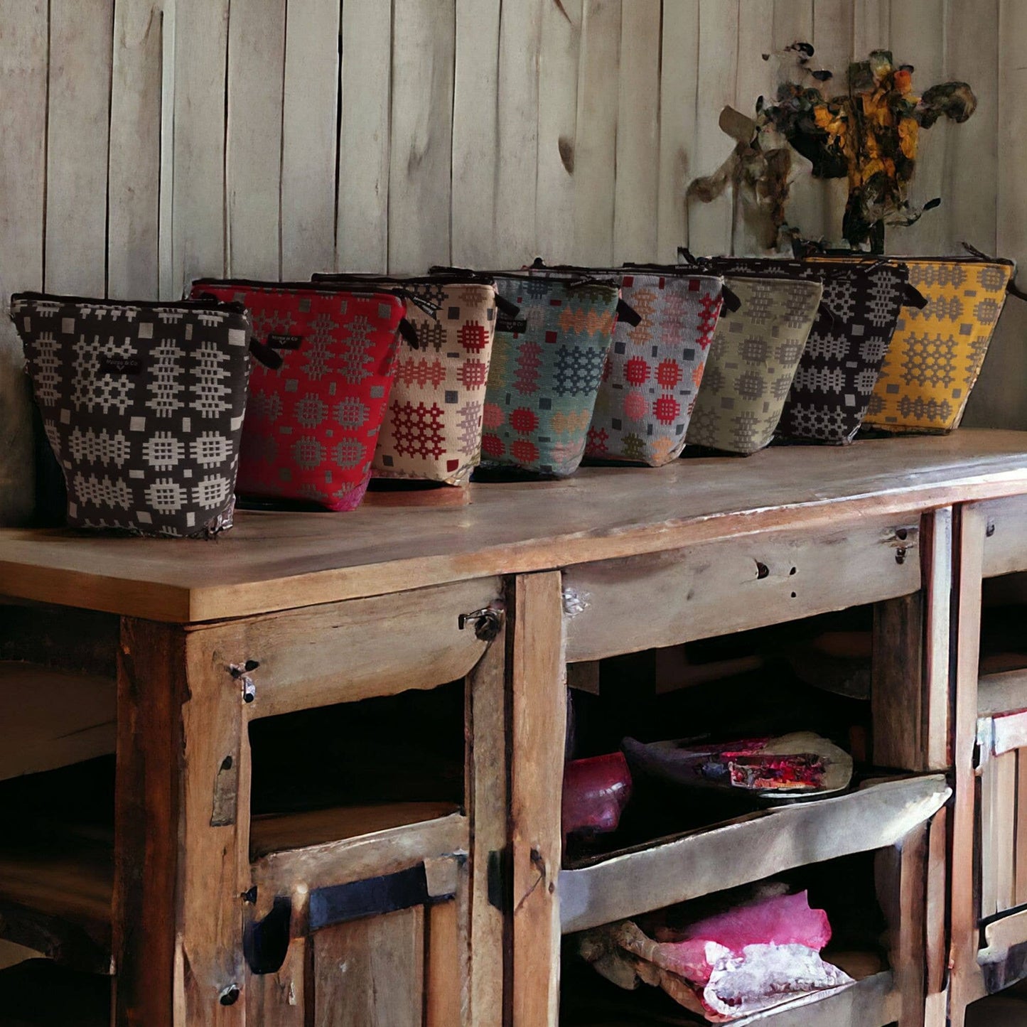 Welsh tapestry blanket design wash bags / make up bags
