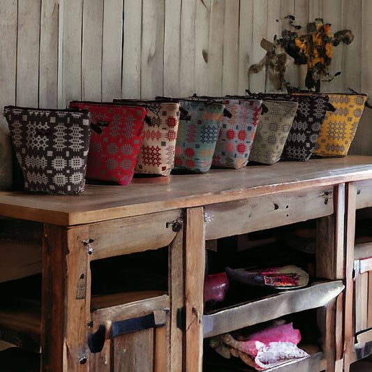 Welsh tapestry blanket design wash bags / make up bags
