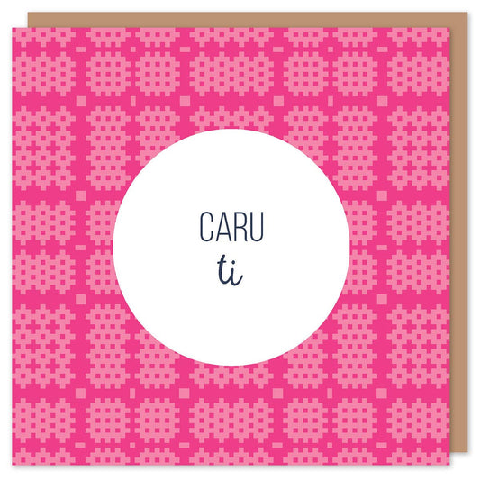 Love card 'Caru ti' - Welsh tapestry
