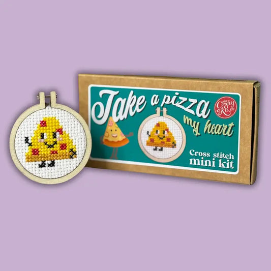 Take A Pizza My Heart Mini Matchbox Cross Stitch Kit (with keyring)