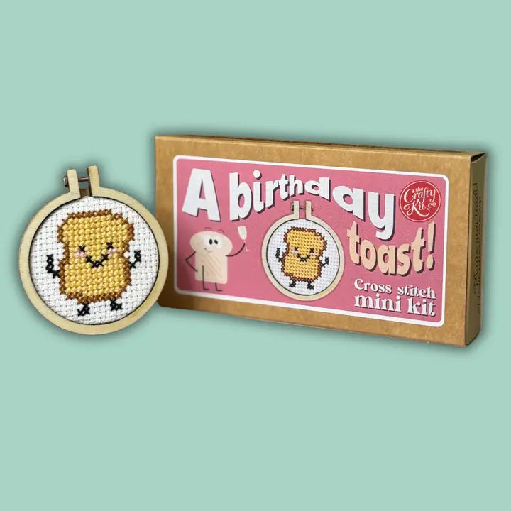 A Birthday Toast! Mini Matchbox Cross Stitch Kit (with keyring)