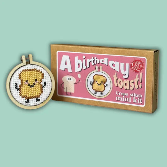 A Birthday Toast! Mini Matchbox Cross Stitch Kit (with keyring)