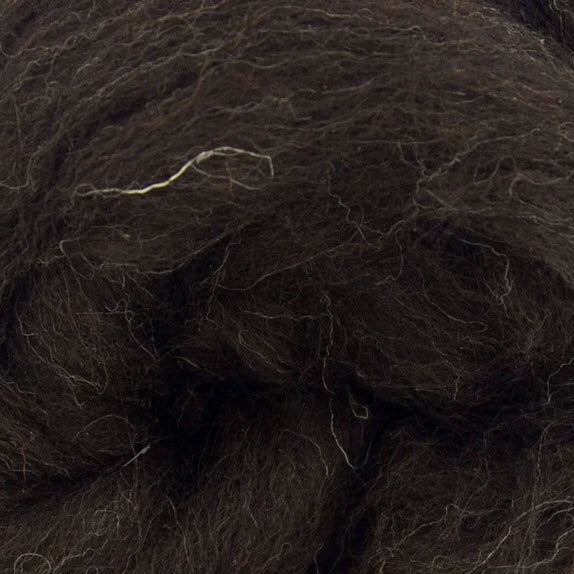 Close-up of undyed Black Welsh wool top
