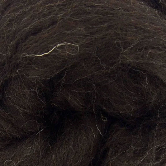 Close-up of undyed Black Welsh wool top
