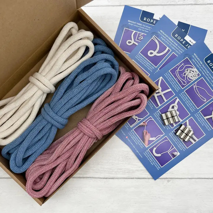 Rope Jewellery Macramé Kit - Blue, Pink & White