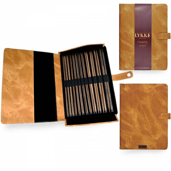 LYKKE Straight Needle Set - 14" / 35cm, Umber / Tan Fabric image