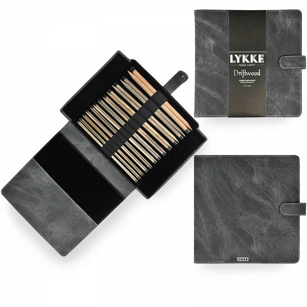 LYKKE Straight Needle Set - 10" / 25cm, Driftwood / Grey Fabric image