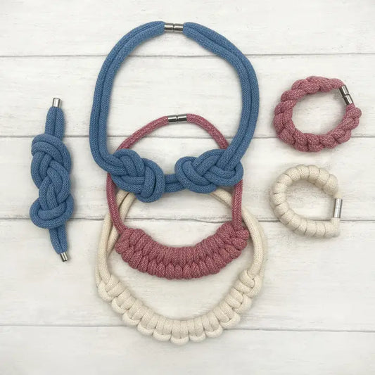 Rope Jewellery Macramé Kit - Blue, Pink & White