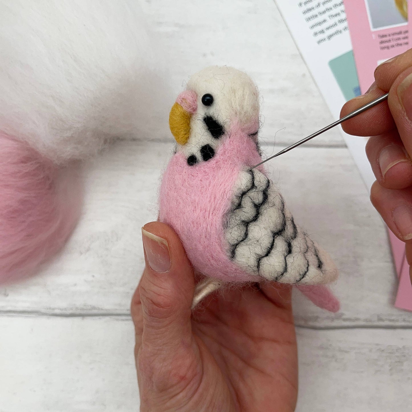 Needle Felting Kit, Pink Budgie