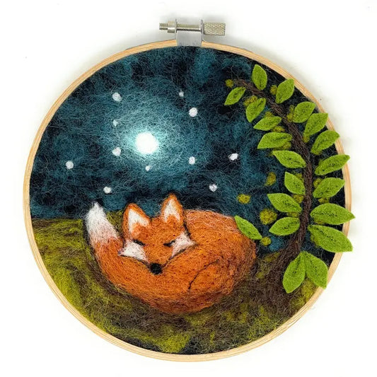 Sleepy Fox in a Hoop Needle Felting Kit