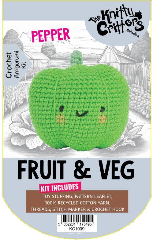 Knitty Critters - Pouch Pals - Fruit & Veg - Pepper