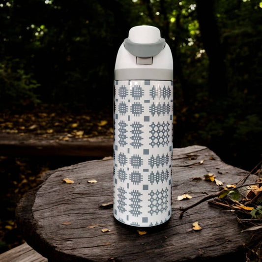 Insulated Water Bottle - Grey Tapestry Design
