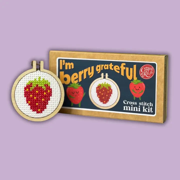 I'm Berry Grateful Cross Stitch Mini Kit (with keyring)