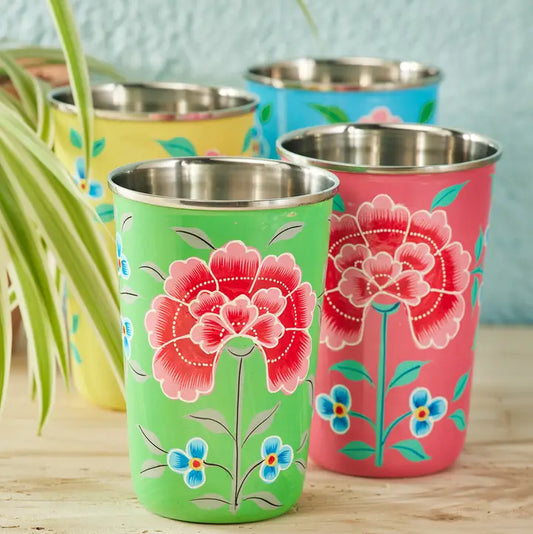 Chrysanthemum Hand Painted Enamel Large Tumbler