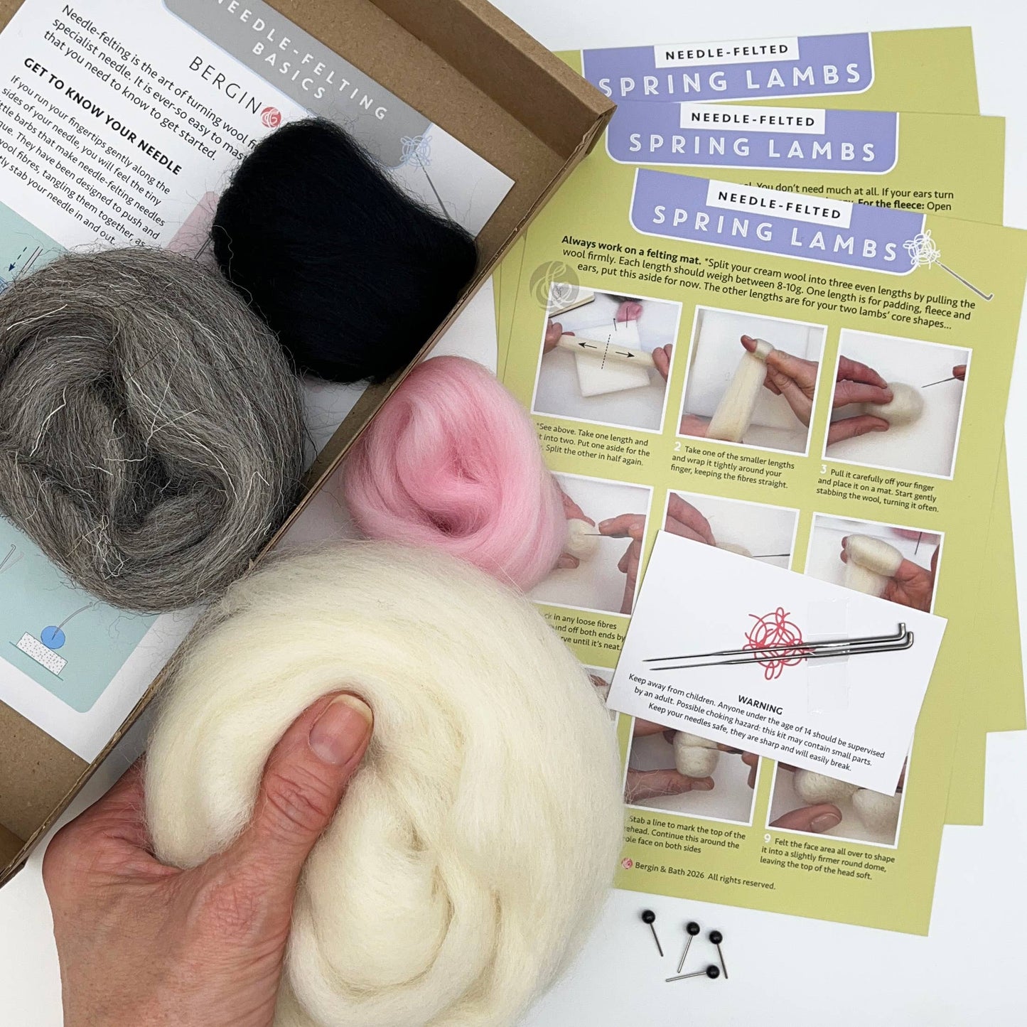 Needle Felting Kit, Spring Lambs