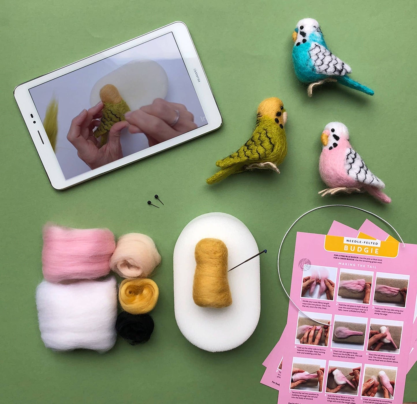 Needle Felting Kit, Blue Budgie