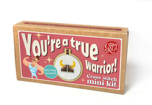 You're a True Warrior! Mini Matchbox Cross Stitch Kit (with keyring)