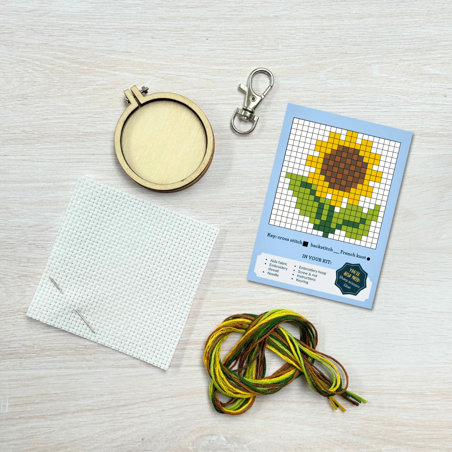 Van Gogh's Sunflower Mini Matchbox Cross Stitch Kit (with keyring)