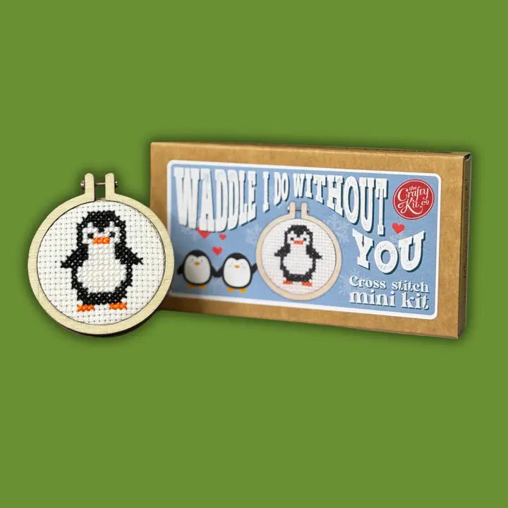 Waddle I Do Without You Cross Stitch Mini Kit (with keyring)