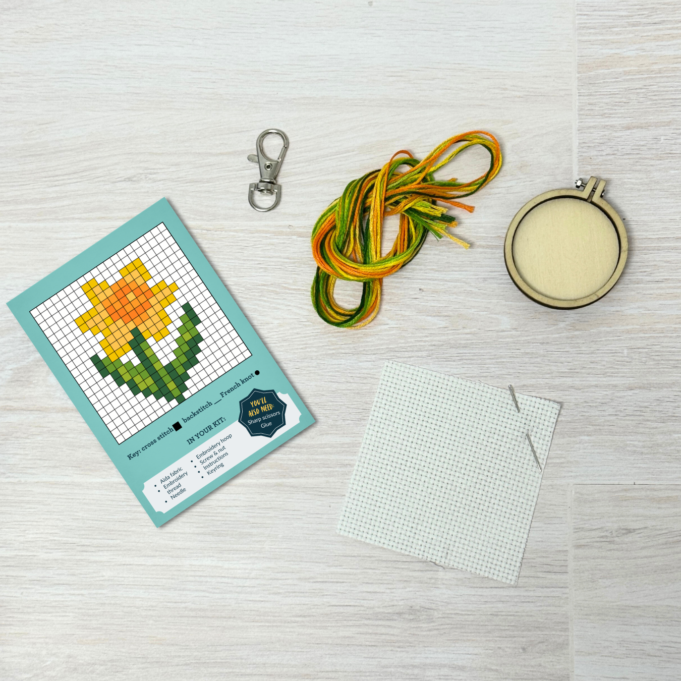 You Brighten My Day! Mini Matchbox Cross Stitch Kit (with keyring)